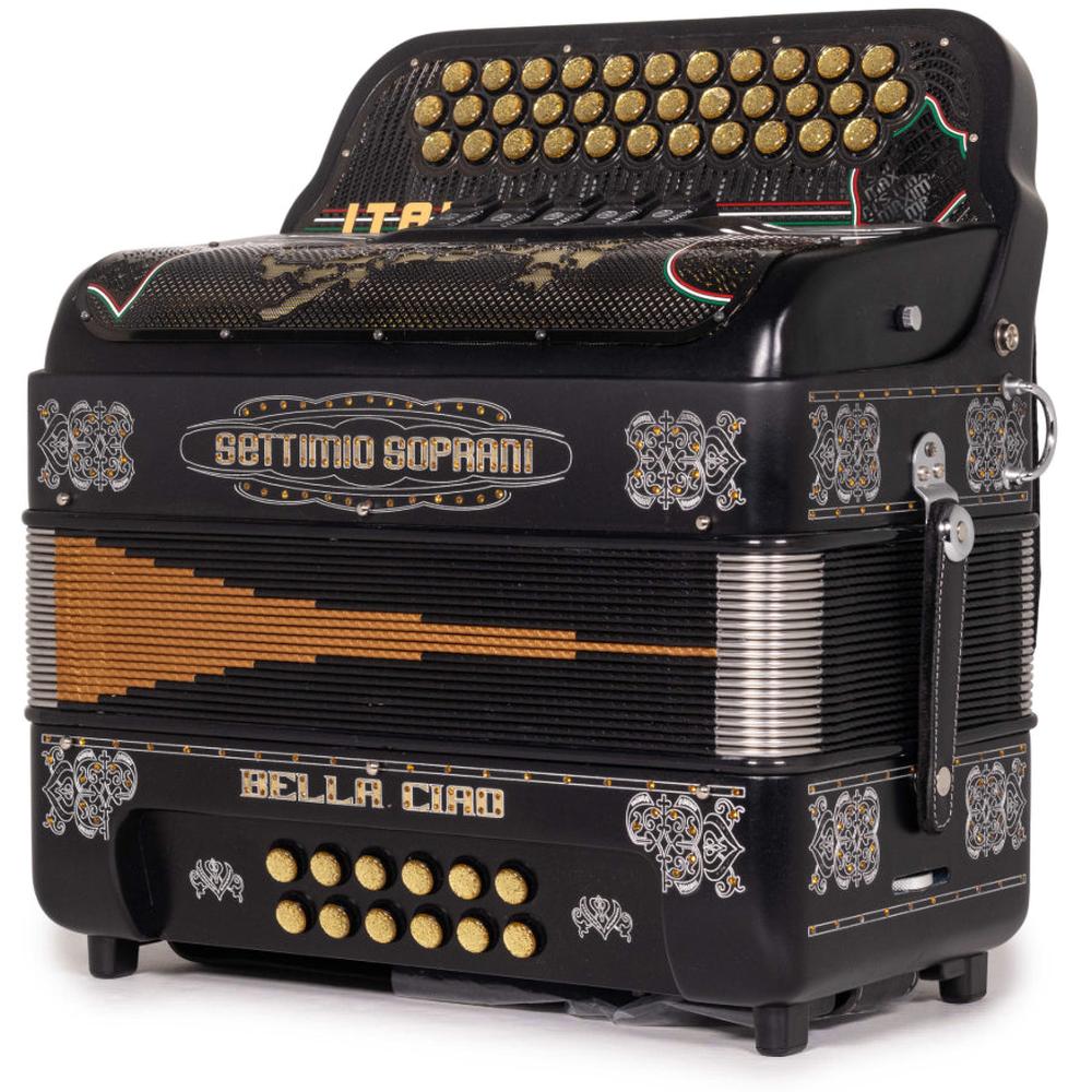Settimio Soprani Bella Ciao II Ultra Compact 5 Switch Accordion FBE in Matte Black with Silver - Image 2