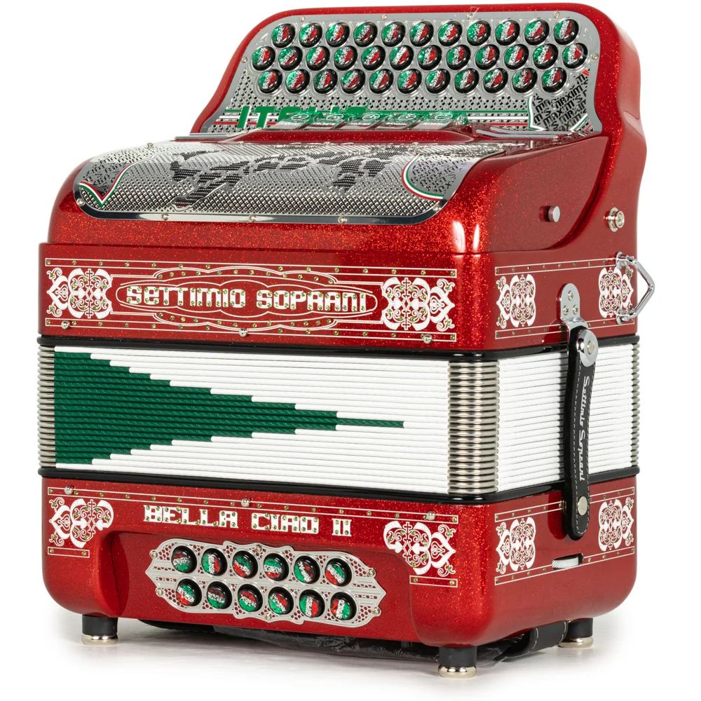 Settimio Soprani Bella Ciao II Ultra Compact 5 Switch Accordion FBE in Red Glitter with White - Image 2