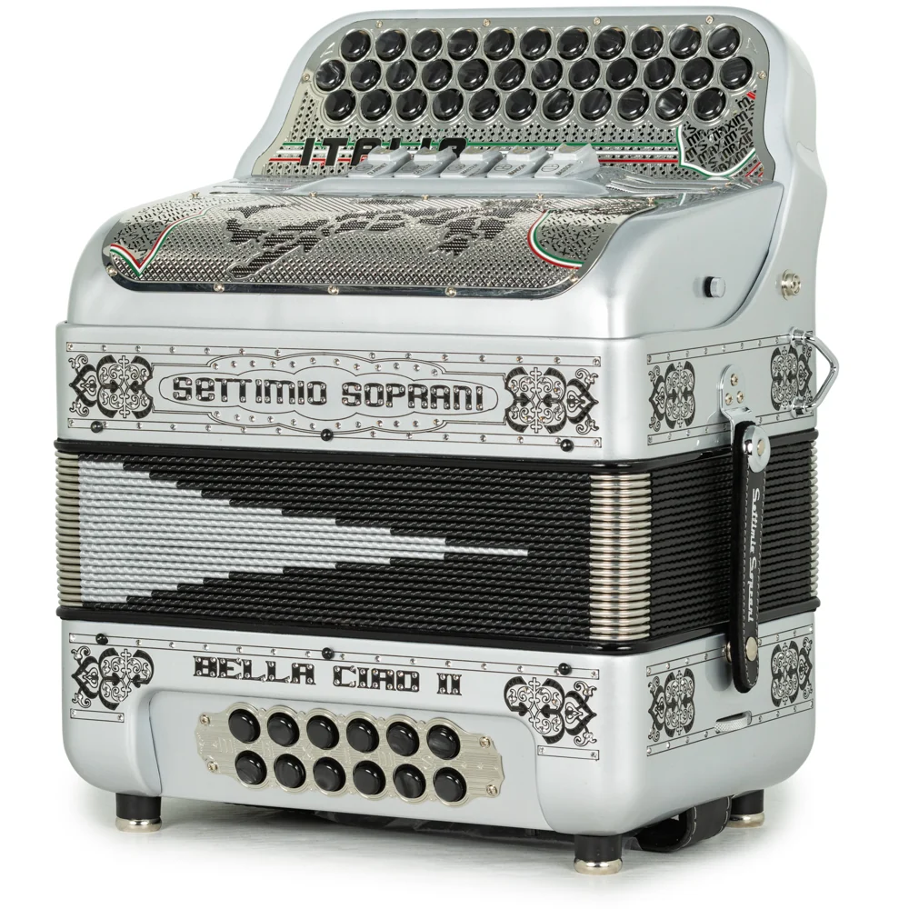 Settimio Soprani Bella Ciao II Ultra Compact 5 Switch Accordion FBE in Silver and Black - Image 2