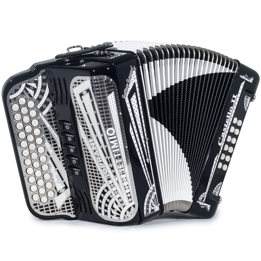 Settimio Soprani Castello II Ultra Compact 5 Switch Accordion FBE Black and Silver