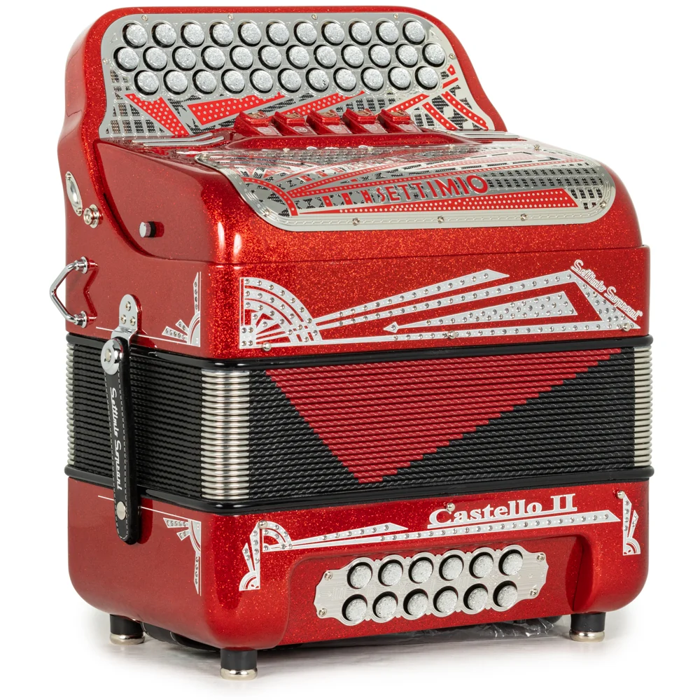 Settimio Soprani Castello II Ultra Compact 5 Switch Accordion FBE Red Glitter with Silver - Image 4