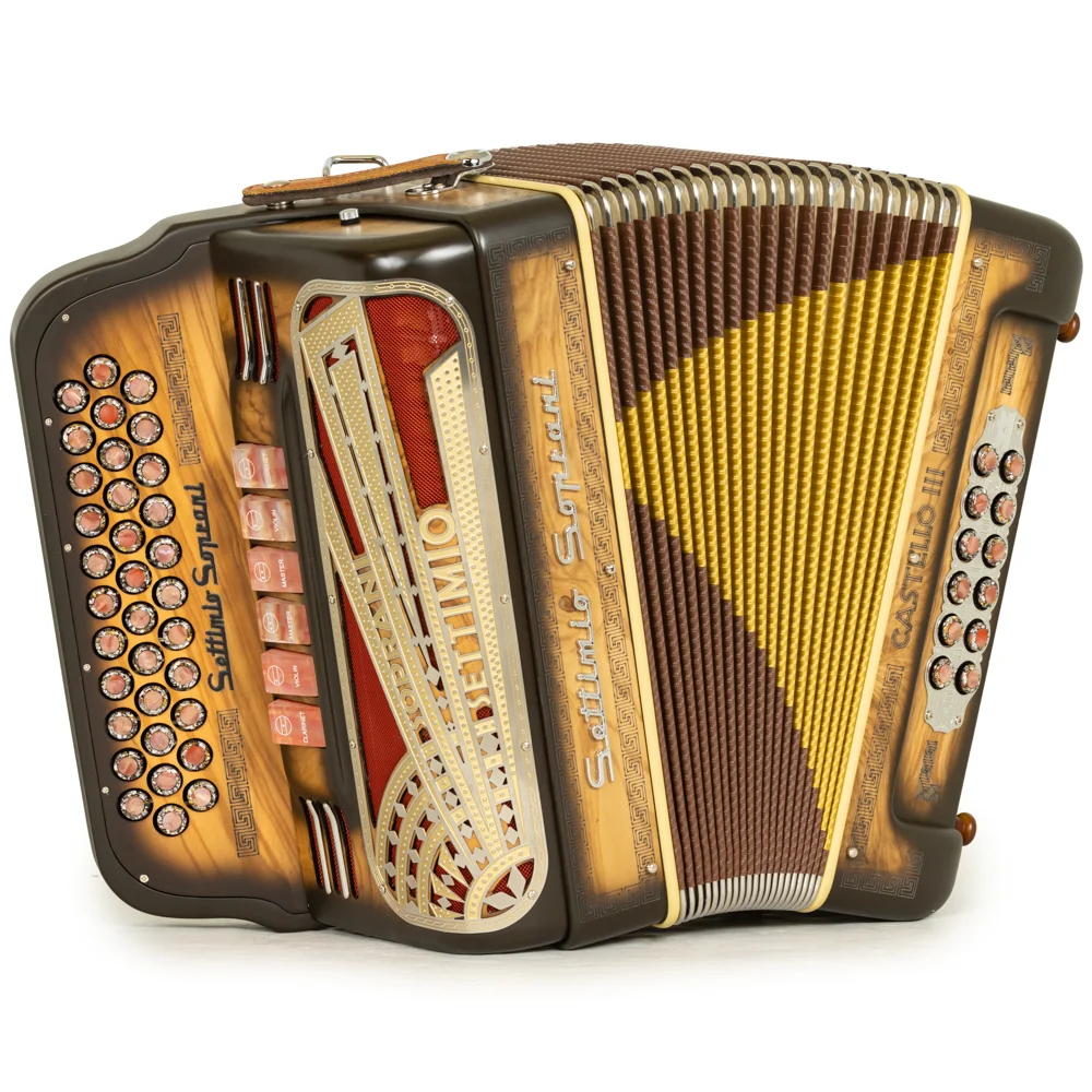 Settimio Soprani Castello III 6 Switch Accordion FBE-EAD in Matte Dark Wood with Silver