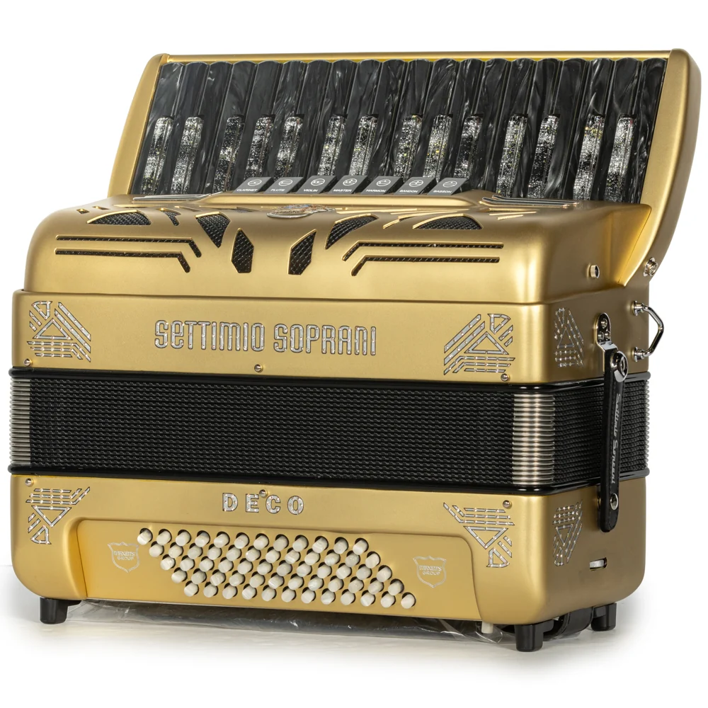 Settimio Soprani Deco Piano Accordion 7 Switch Matte Gold and Black - Image 2