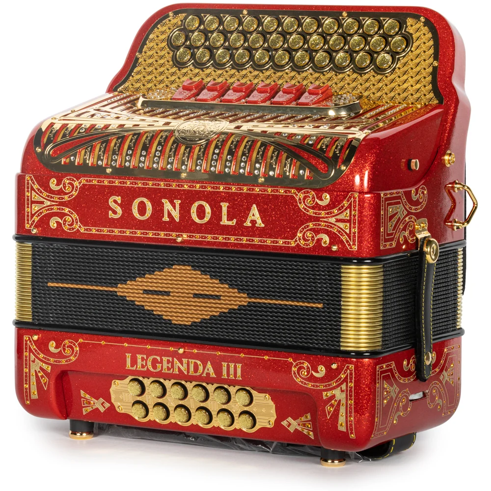 Sonola Legenda III Accordion 6 Switch FBE-EAD Red Glitter with Gold - Image 2