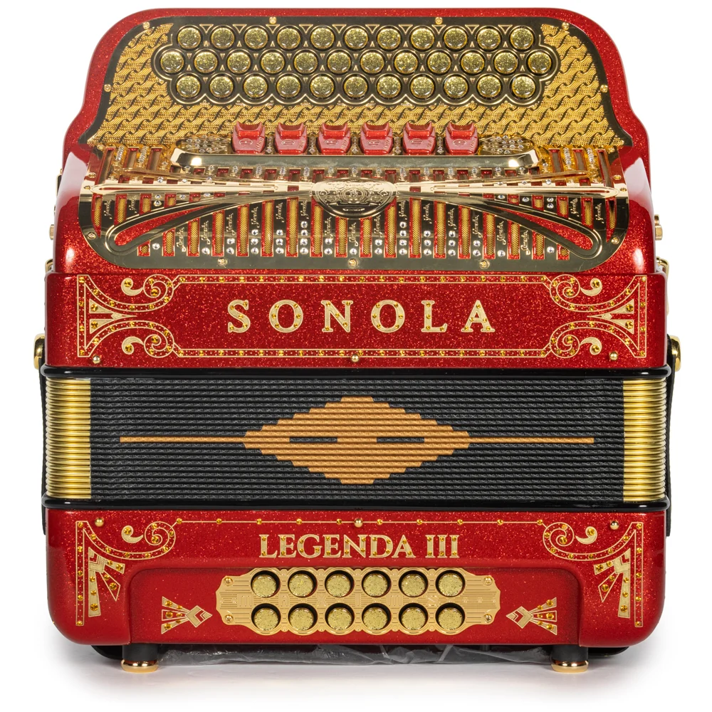 Sonola Legenda III Accordion 6 Switch FBE-EAD Red Glitter with Gold - Image 3