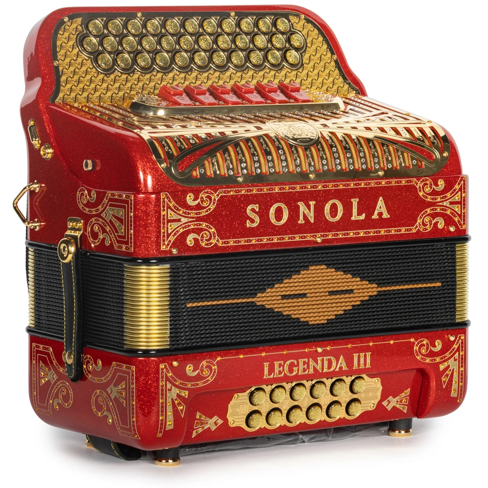 Sonola Legenda III Accordion 6 Switch FBE-EAD Red Glitter with Gold - Image 4