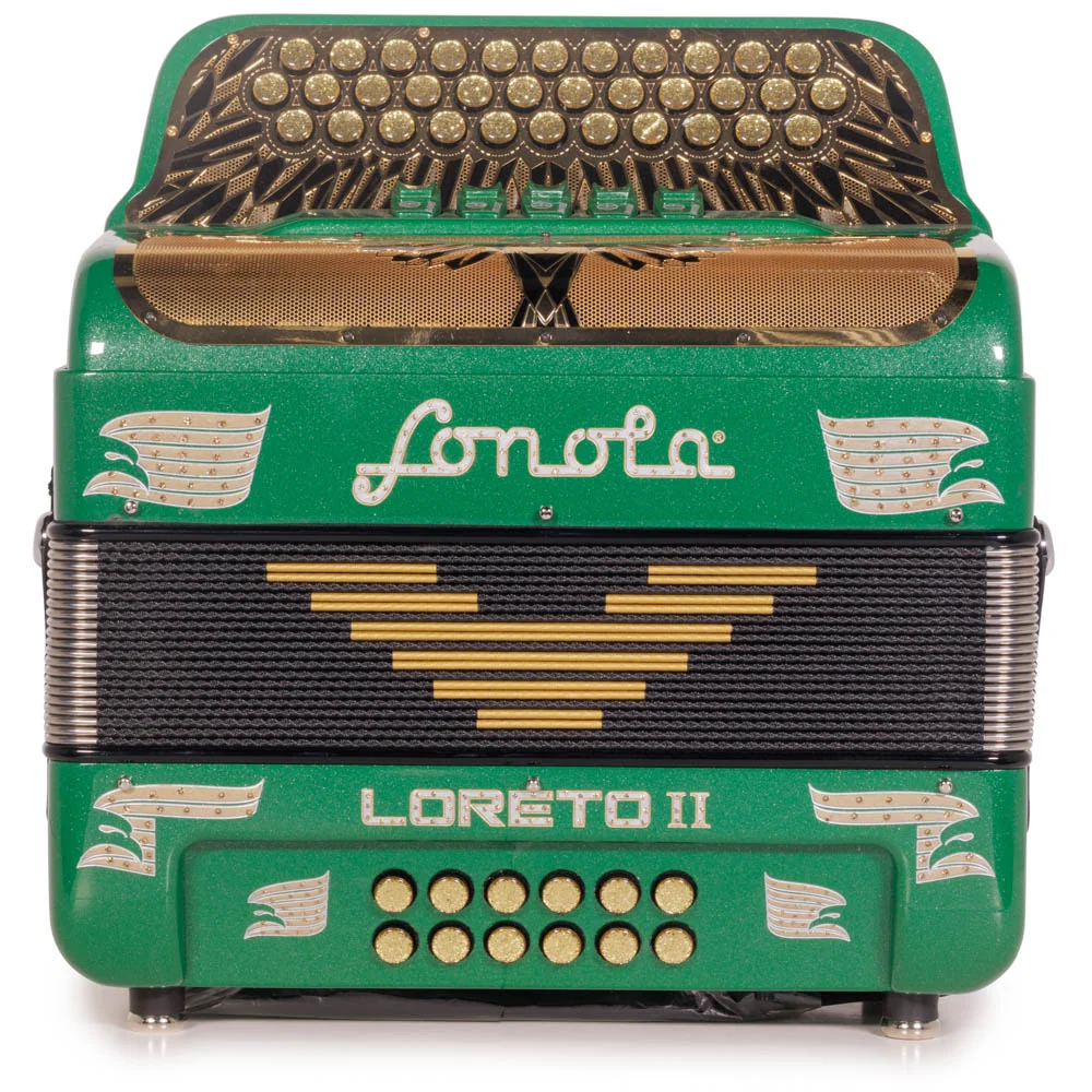 Sonola Loreto II Accordion 5 Switch FBE Green Glitter with Gold - Image 3