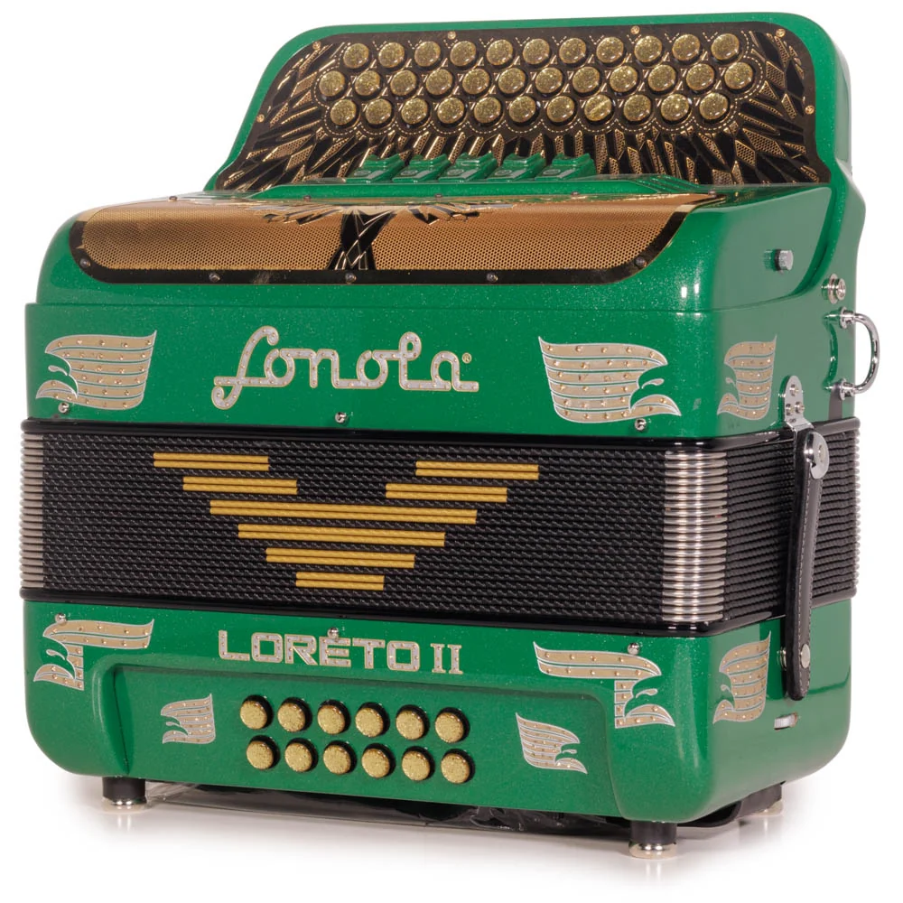 Sonola Loreto II Accordion 5 Switch FBE Green Glitter with Gold - Image 4