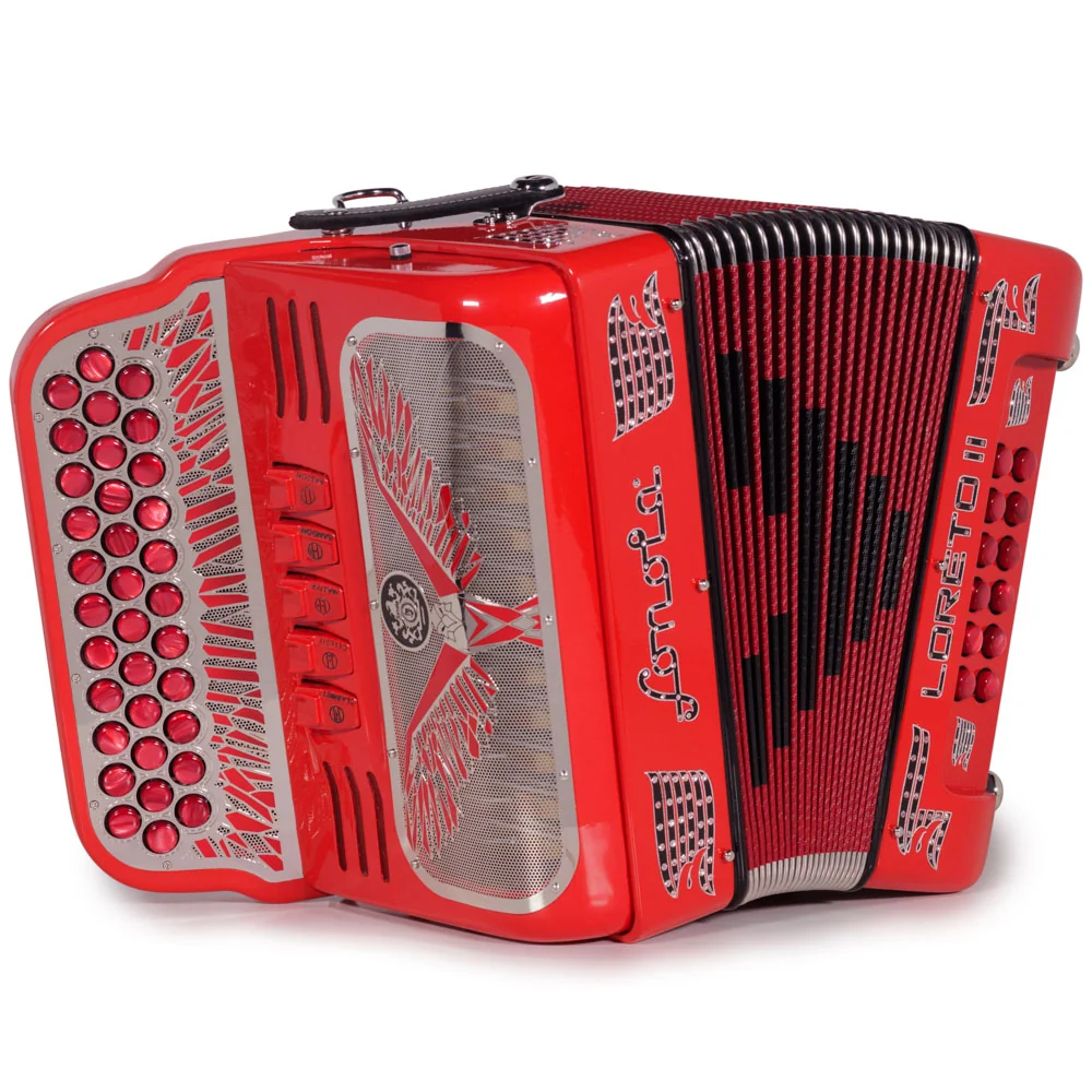 Sonola Loreto II Ultra Compact II Accordion 5 Switch EAD Red with Red and Black