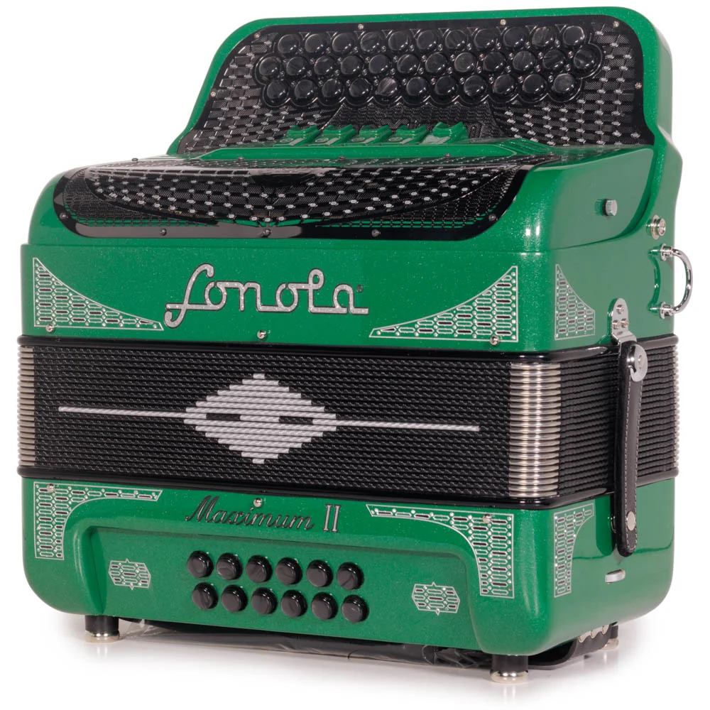 Sonola Maximum II Accordion 5 Switches EAD Green Glitter with Silver - Image 4