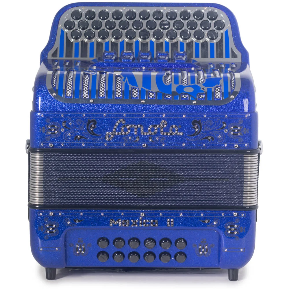 Sonola Mexico II Ultra Compact Accordion FBE 5 Switch Blue Glitter with Black - Image 3