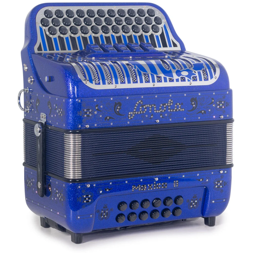 Sonola Mexico II Ultra Compact Accordion FBE 5 Switch Blue Glitter with Black - Image 4