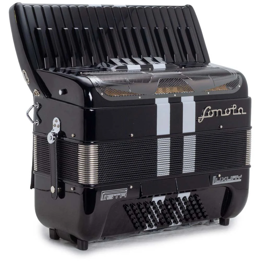 Sonola Pista Deluxe Piano Accordion 5 Switch Black with White - Image 4