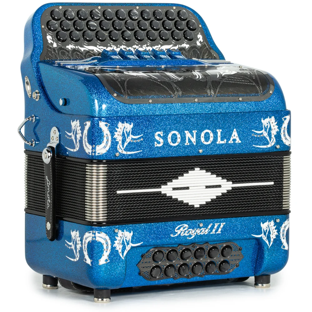 Sonola Royal II Ultra Compact Accordion 5 Switch EAD Blue Glitter with White - Image 4