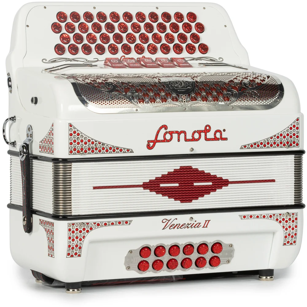 Sonola Venezia II Accordion 5 Switch 4 Rows FBE White with Red - Image 4